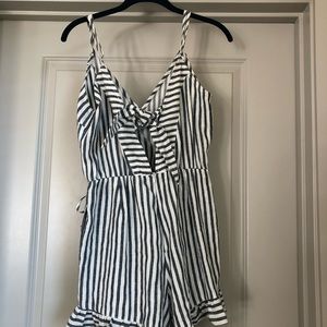 Striped romper with pockets